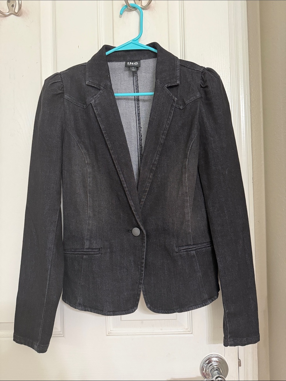 INC International Concepts 
Charcoal Black Single-Button Blazer